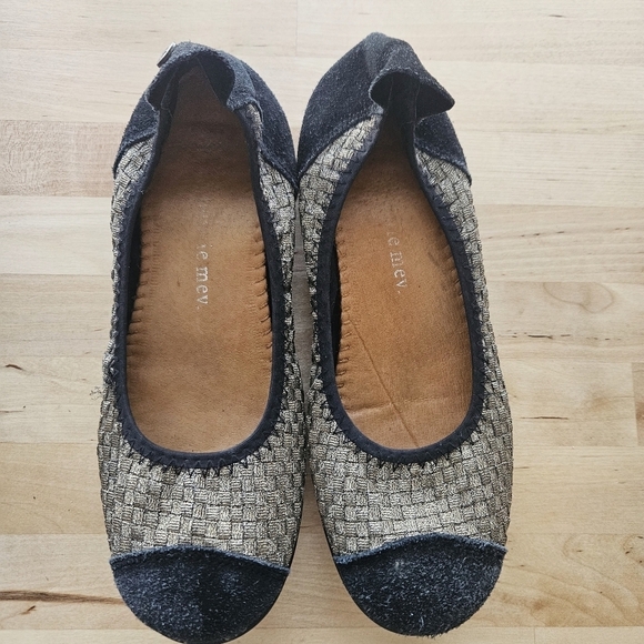 Bernie Mev Bella Me Ballet Flat Black Gold Sz 7 - Picture 1 of 7